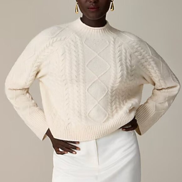 J. Crew Size XS Cream Cable-knit Rollneck™ sweater in Supersoft yarn Cozy NWT - Picture 1 of 8